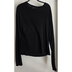 Daftbird Long Sleeve Top Women L Black 100% Cotton Solid Minimalist Shirt
